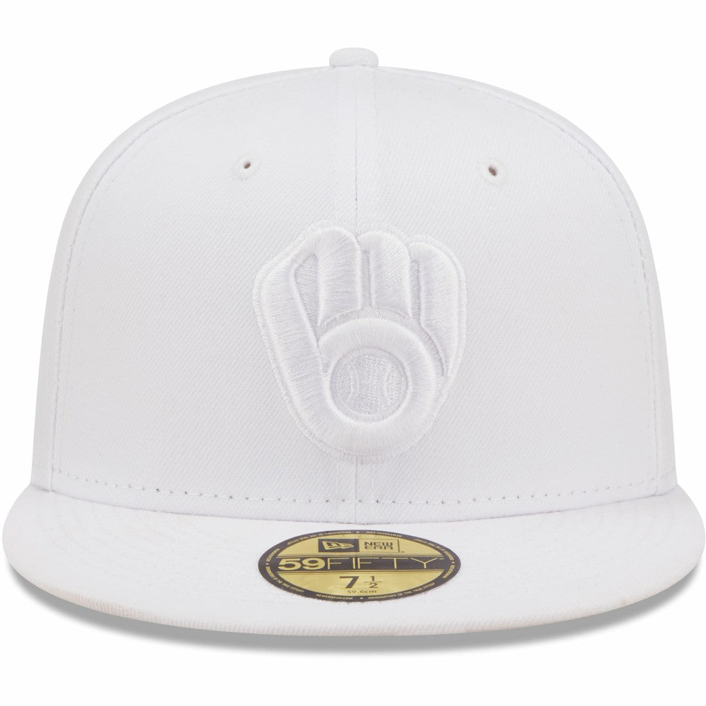 Milwaukee Brewers New Era White on White 59FIFTY Fitted Hat Hats