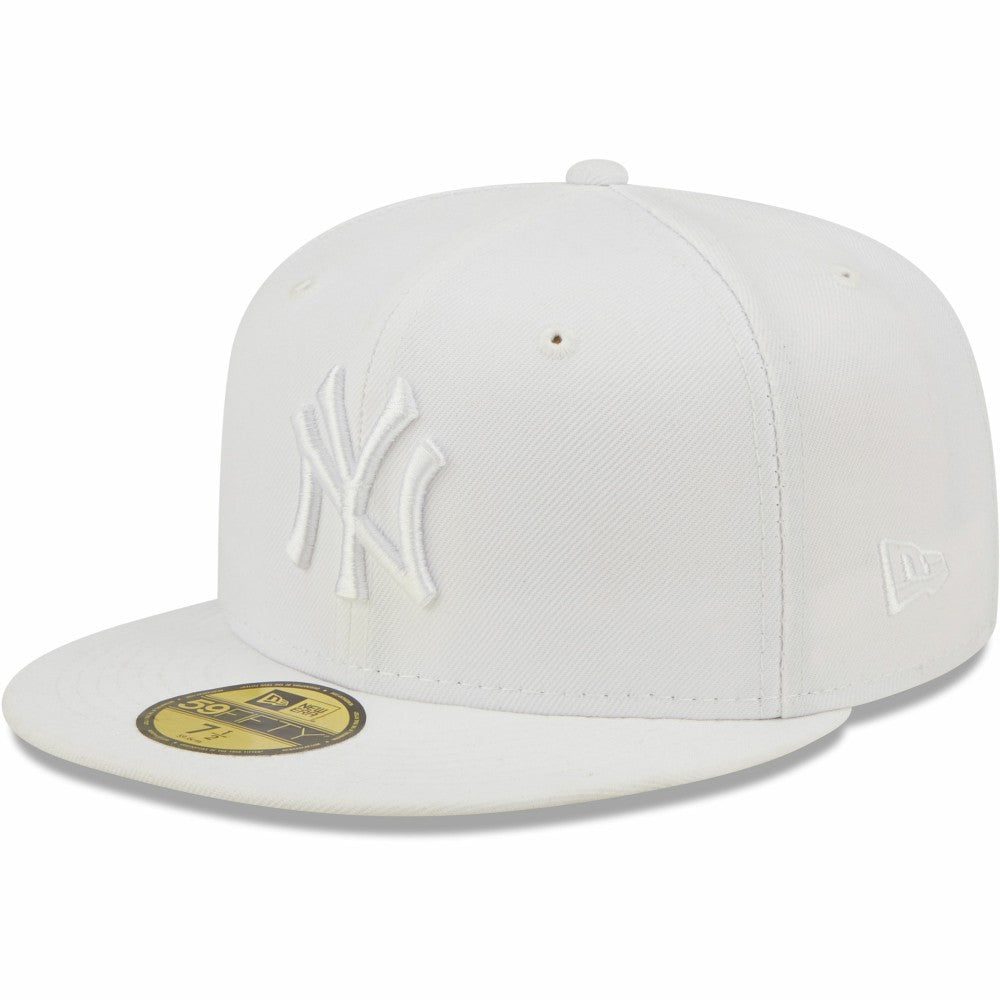 New York Yankees New Era White on White 59FIFTY Fitted Hat Hats