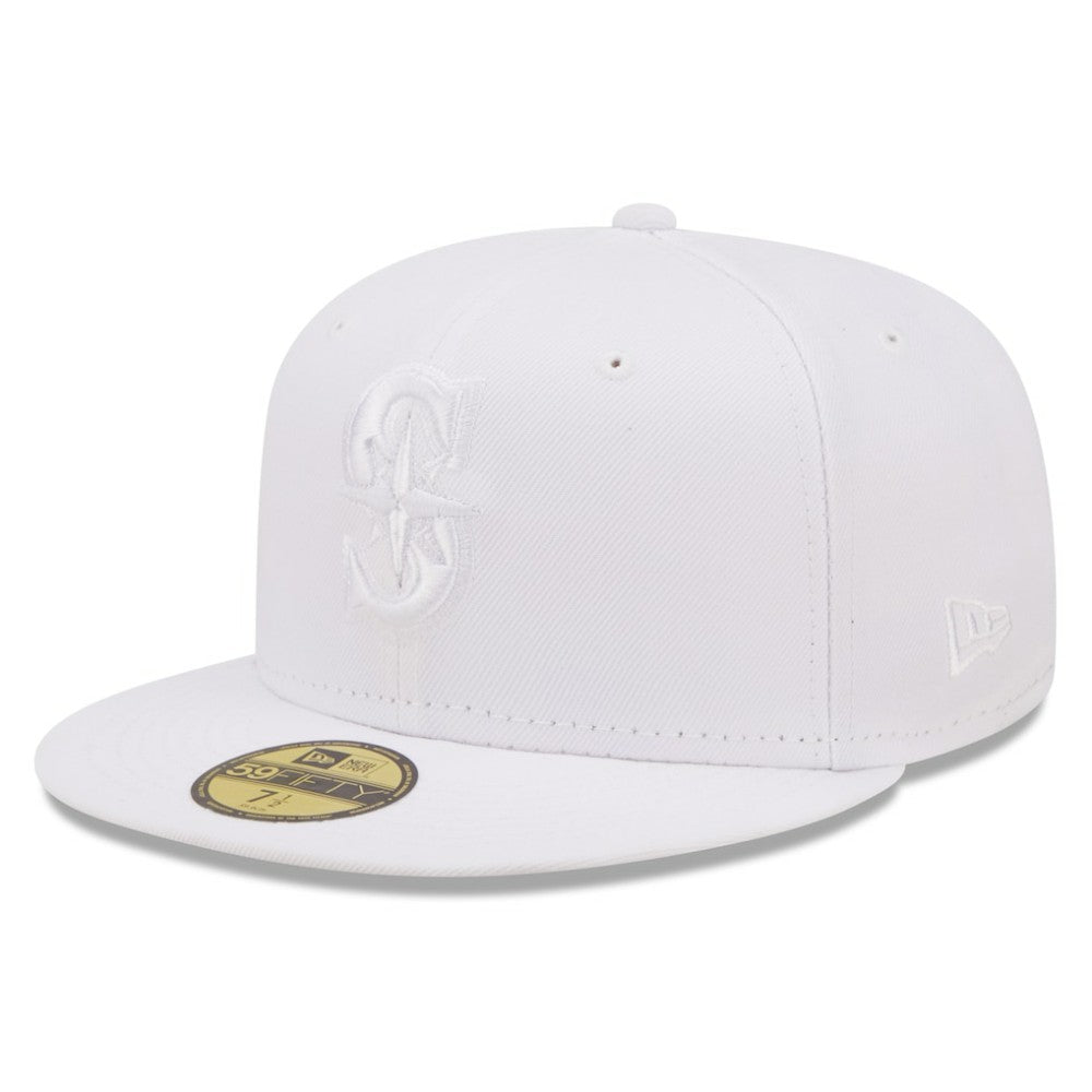 Seattle Mariners New Era White on White 59FIFTY Fitted Hat Hats