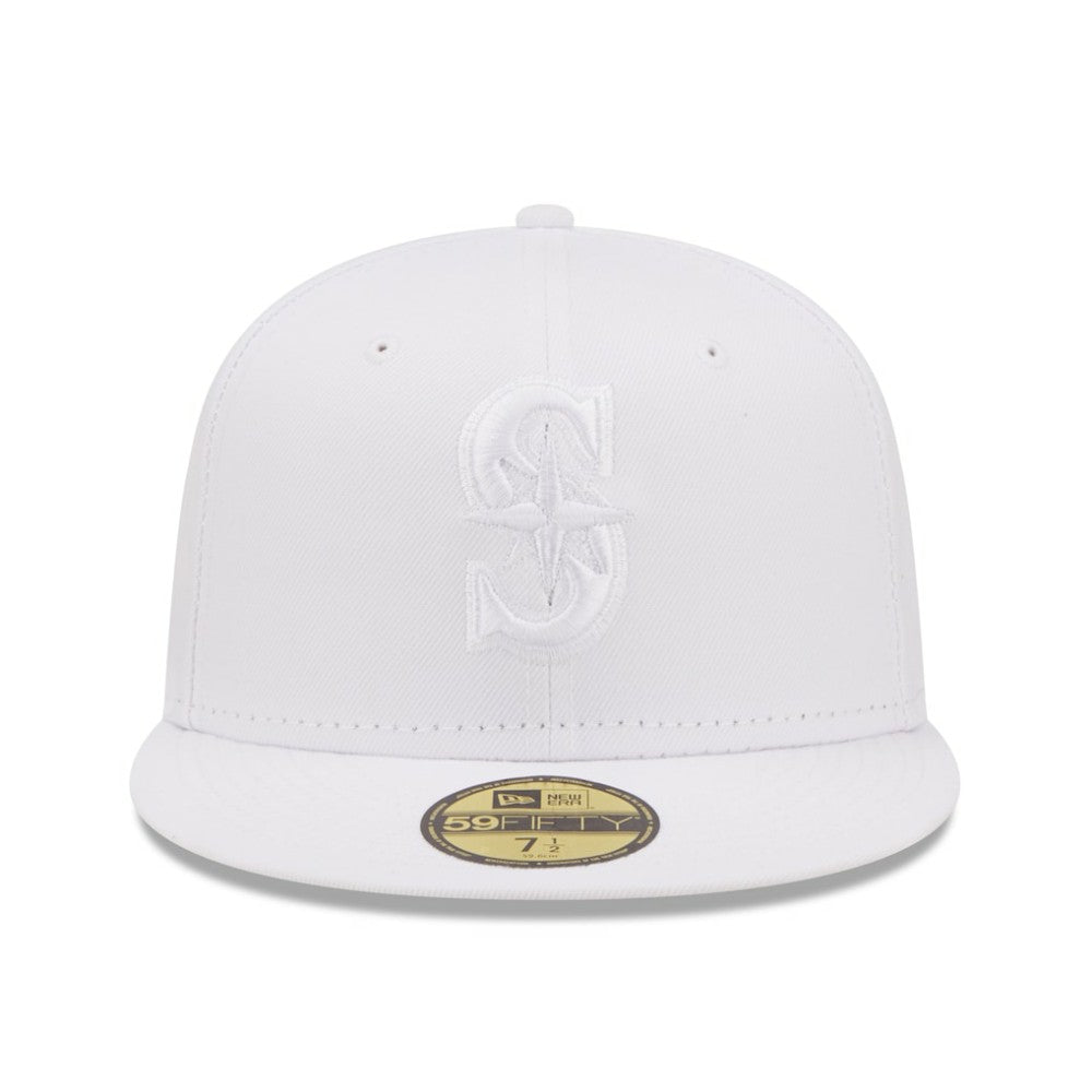 Seattle Mariners New Era White on White 59FIFTY Fitted Hat Hats