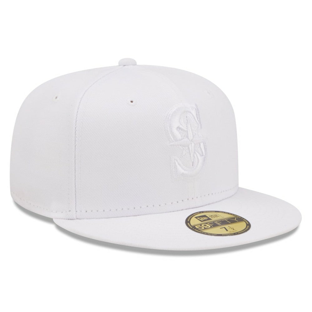 Seattle Mariners New Era White on White 59FIFTY Fitted Hat Hats