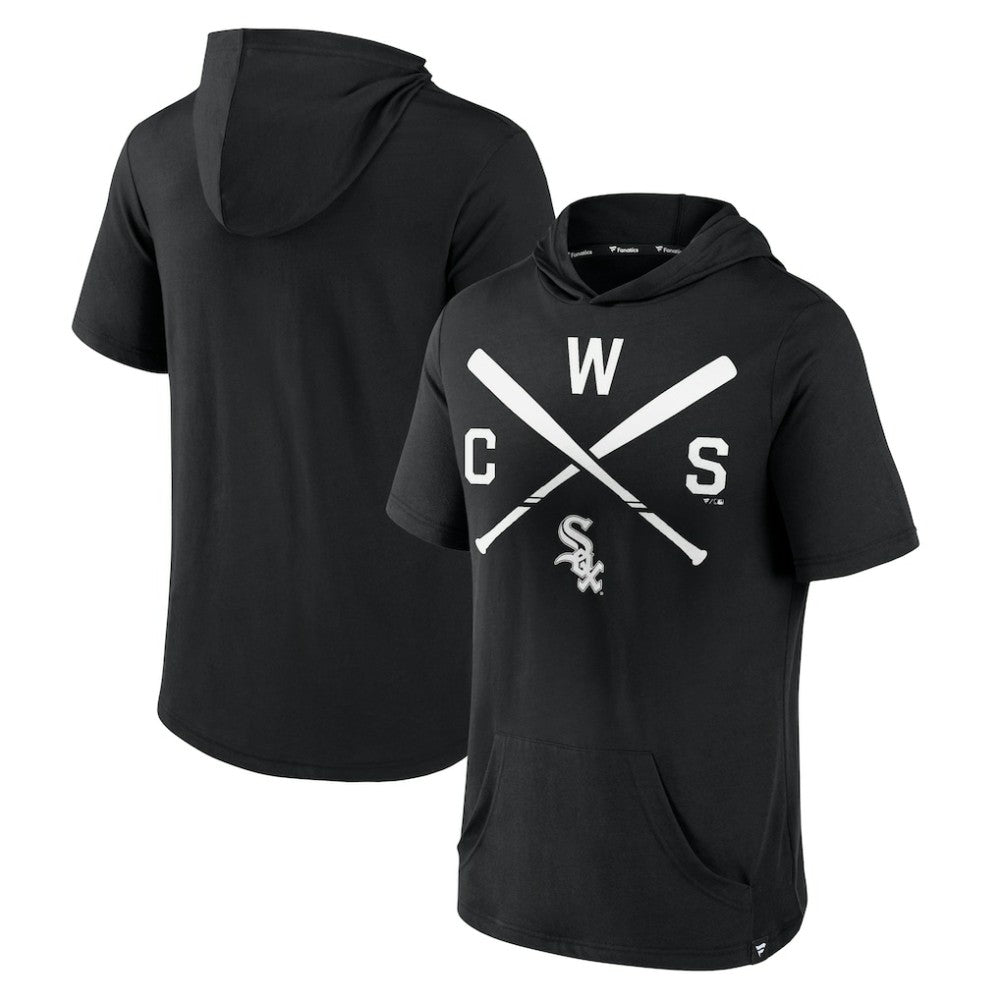 Chicago White Sox Fanatics Iconic Rebel Short Sleeve Hooded Top - Black Tops