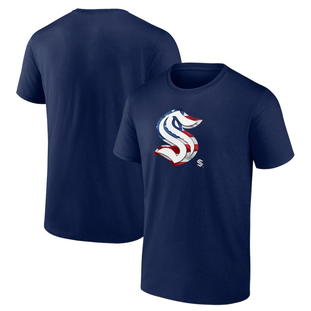 NHL Seattle Kraken Banner Wave T-Shirt - Deep Sea Blue