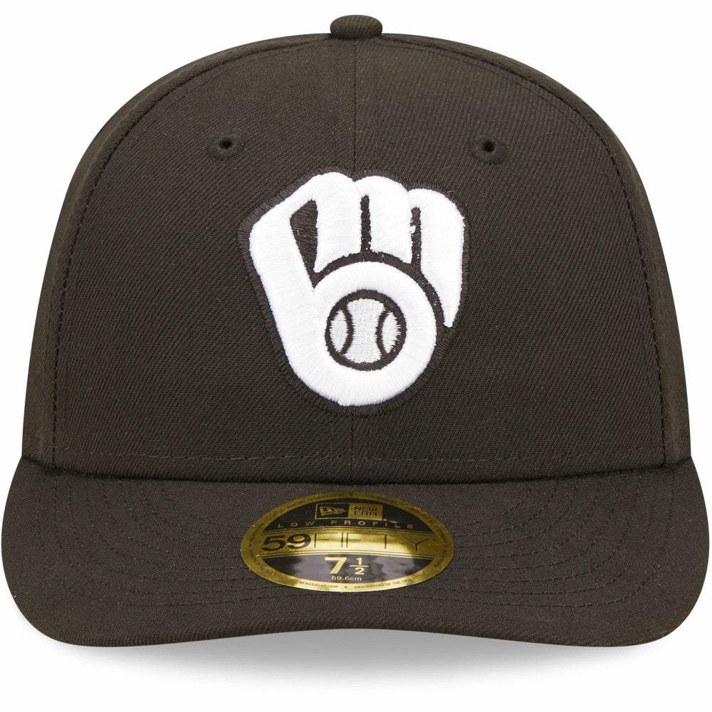 Milwaukee Brewers New Era Black & White Low Profile 59FIFTY Fitted Hat Hats