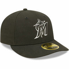 Miami Marlins New Era Black & White Low Profile 59FIFTY Fitted Hat Hats