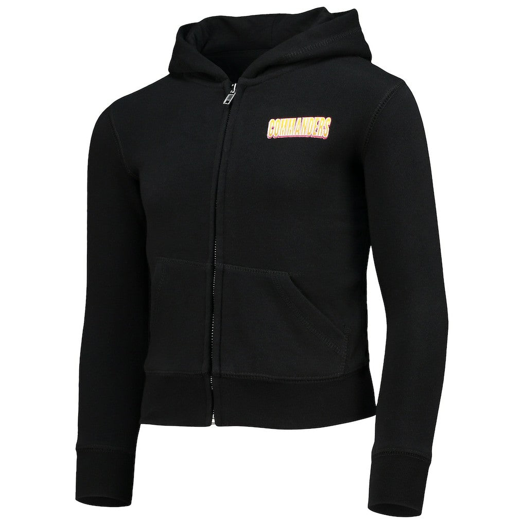Washington Commanders New Era Girls Youth Full-Zip Hoodie Black