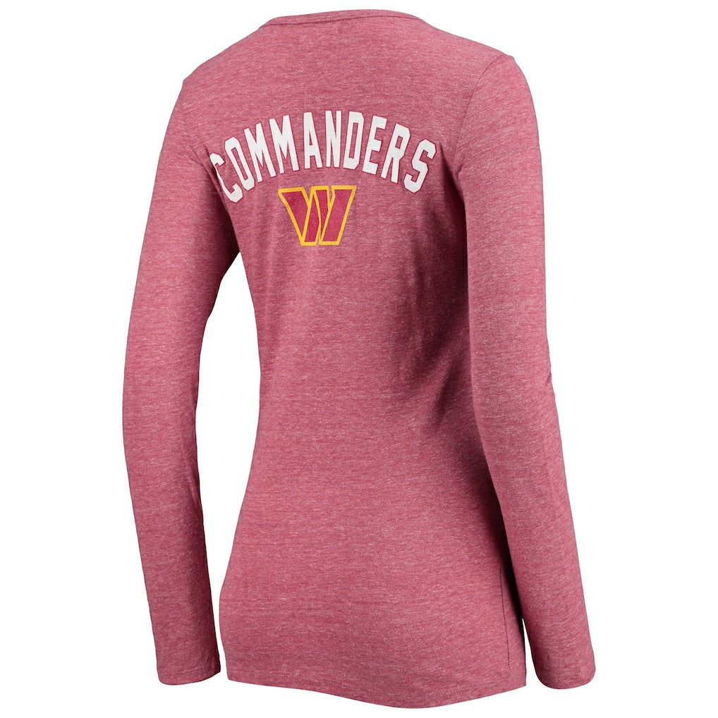 Washington Commanders New Era Women's Scoop Neck Tri-Blend Long Sleeve T-Shirt Burgundy