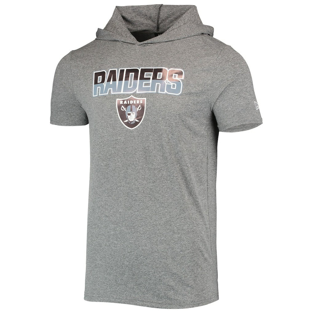 Las Vegas Raiders New Era Team Brushed Hoodie T-Shirt Heathered Gray