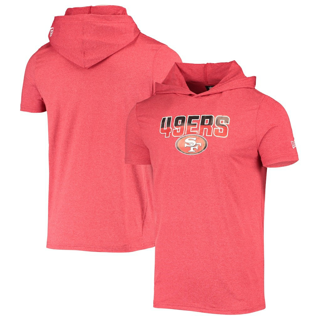 San Francisco 49ers New Era Team Brushed Hoodie T-Shirt Heathered Red