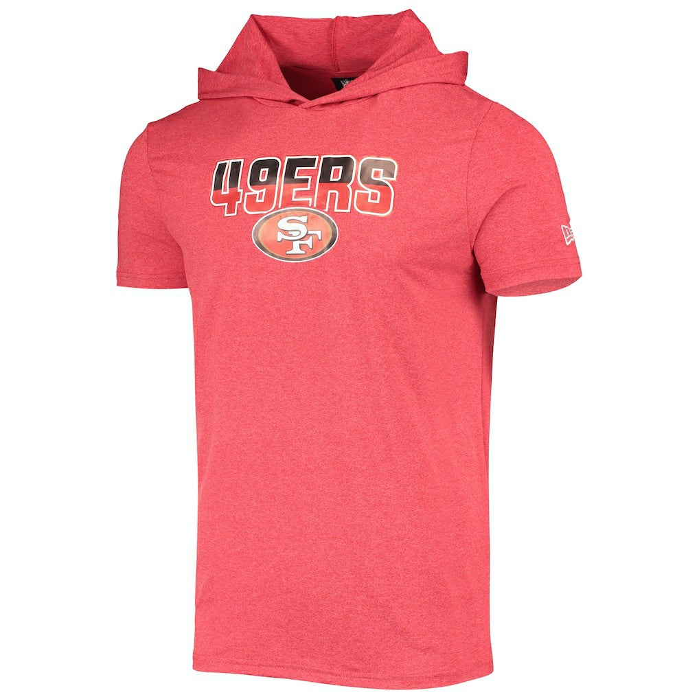 San Francisco 49ers New Era Team Brushed Hoodie T-Shirt Heathered Red
