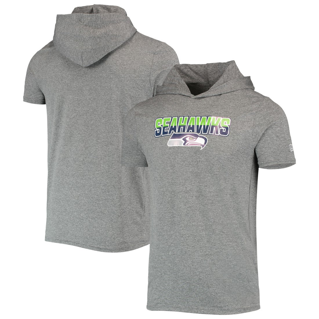 Seattle Seahawks New Era Team Brushed Hoodie T-Shirt Heathered Gray