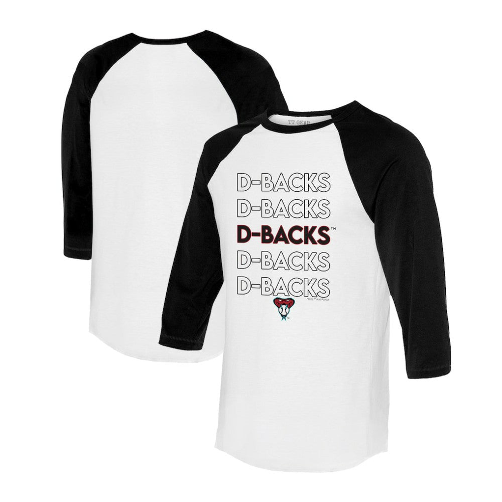 Arizona Diamondbacks Tiny Turnip Women's Stacked 3/4-Sleeve Raglan T-Shirt - White/Black T-shirts