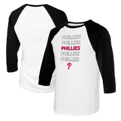 Philadelphia Phillies Tiny Turnip Youth Stacked Raglan 3/4 Sleeve T-Shirt - White/Black T-shirts