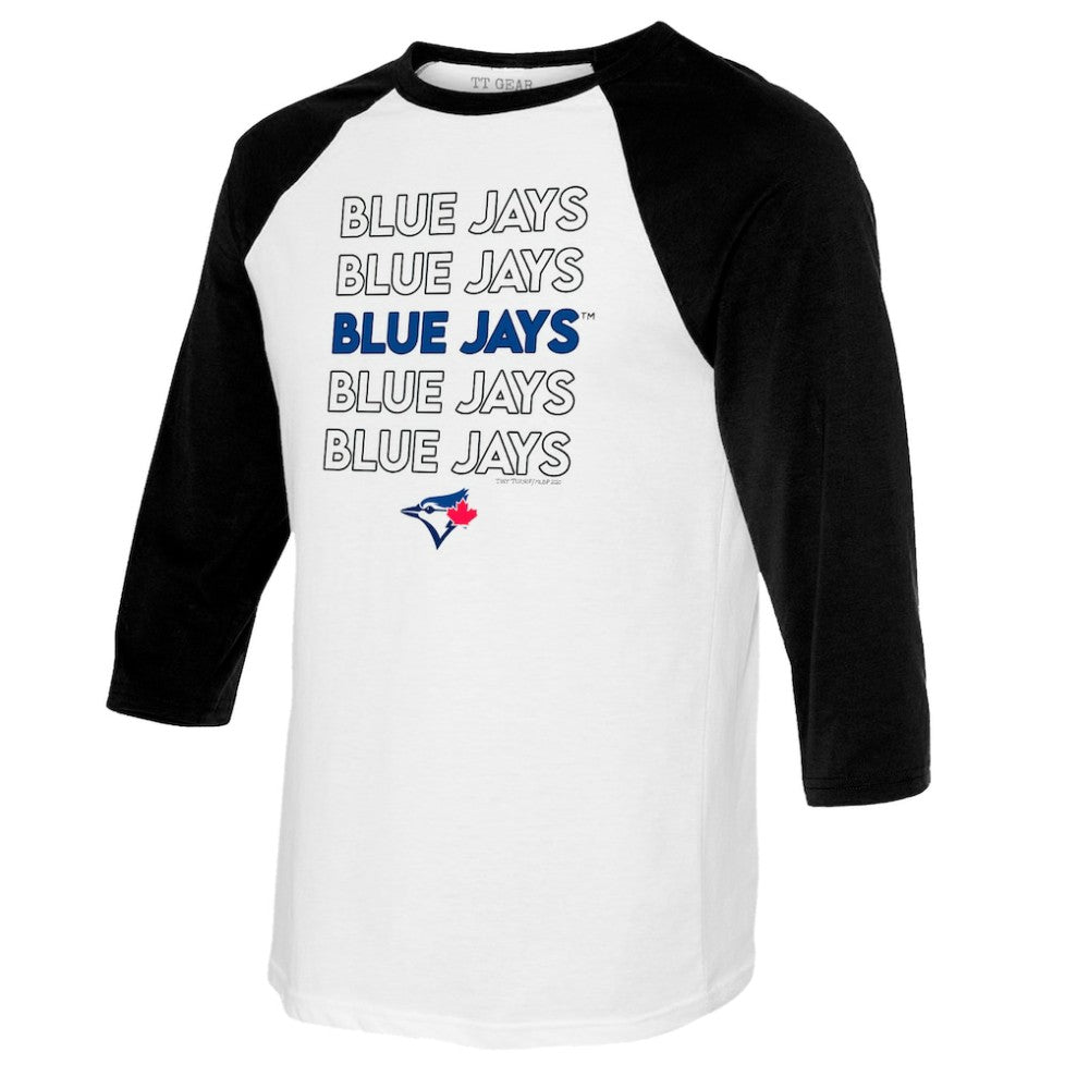 Toronto Blue Jays Tiny Turnip Youth Stacked Raglan 3/4 Sleeve T-Shirt - White/Black T-shirts