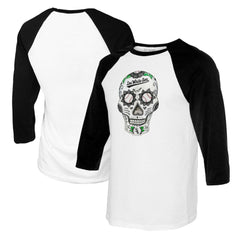 Chicago White Sox Tiny Turnip Women's Sugar Skull 3/4-Sleeve Raglan T-Shirt - White/Black T-shirts