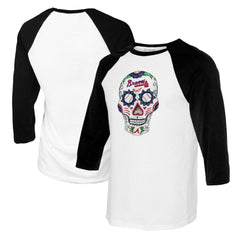 Atlanta Braves Tiny Turnip Youth Sugar Skull Raglan 3/4 Sleeve T-Shirt - White/Black T-shirts