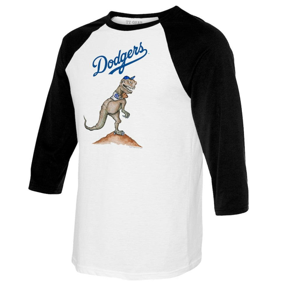 Los Angeles Dodgers Tiny Turnip Women's TT Rex 3/4-Sleeve Raglan T-Shirt - White/Black T-shirts