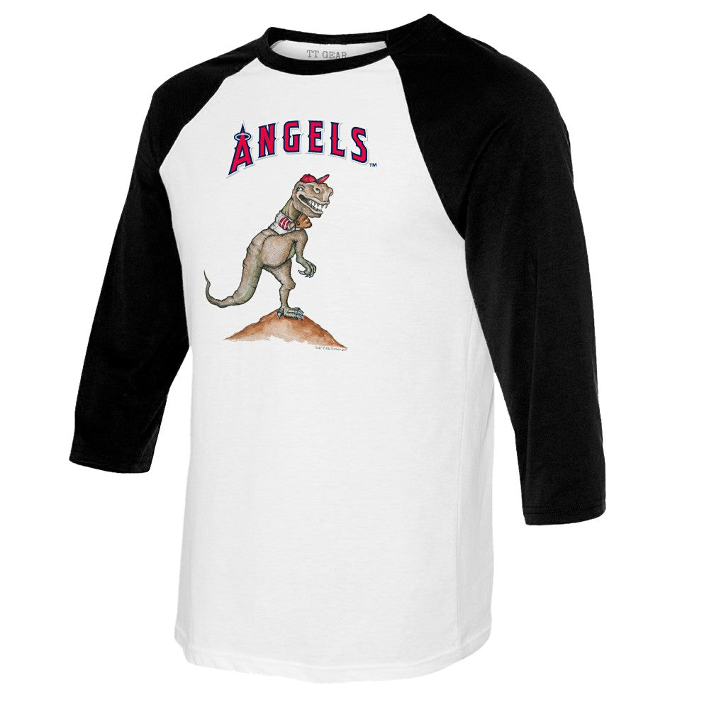 Los Angeles Angels Tiny Turnip Youth TT Rex Raglan 3/4 Sleeve T-Shirt - White/Black T-shirts