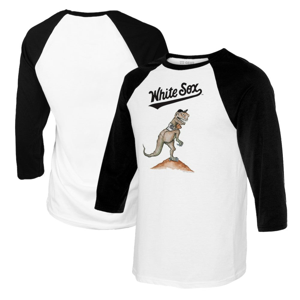 Chicago White Sox Tiny Turnip Youth TT Rex Raglan 3/4 Sleeve T-Shirt - White/Black T-shirts