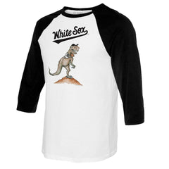 Chicago White Sox Tiny Turnip Youth TT Rex Raglan 3/4 Sleeve T-Shirt - White/Black T-shirts