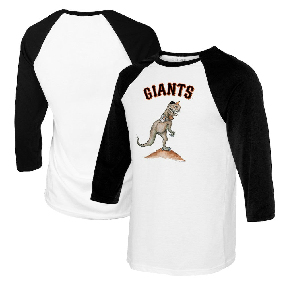 San Francisco Giants Tiny Turnip Youth TT Rex Raglan 3/4 Sleeve T-Shirt - White/Black T-shirts