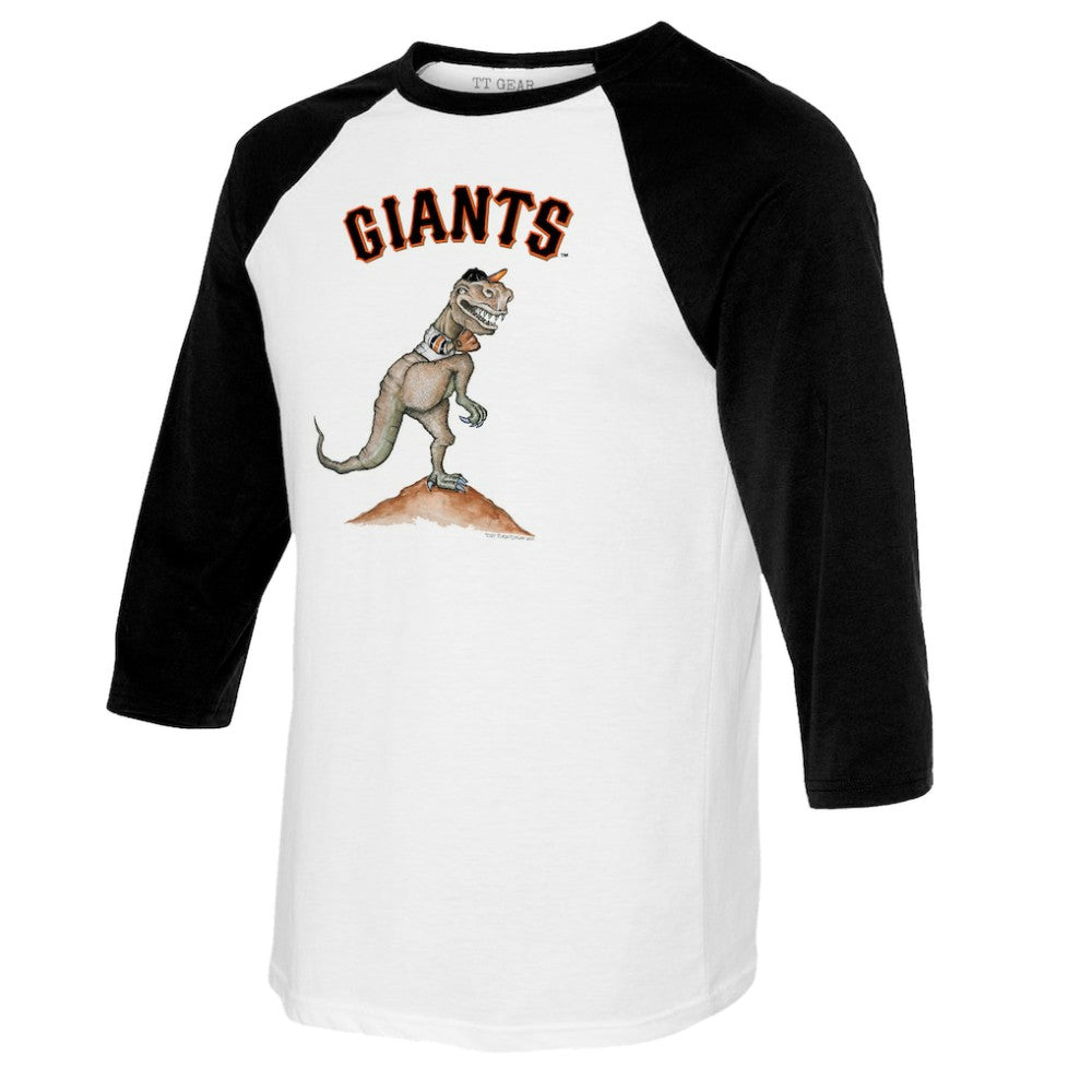 San Francisco Giants Tiny Turnip Youth TT Rex Raglan 3/4 Sleeve T-Shirt - White/Black T-shirts