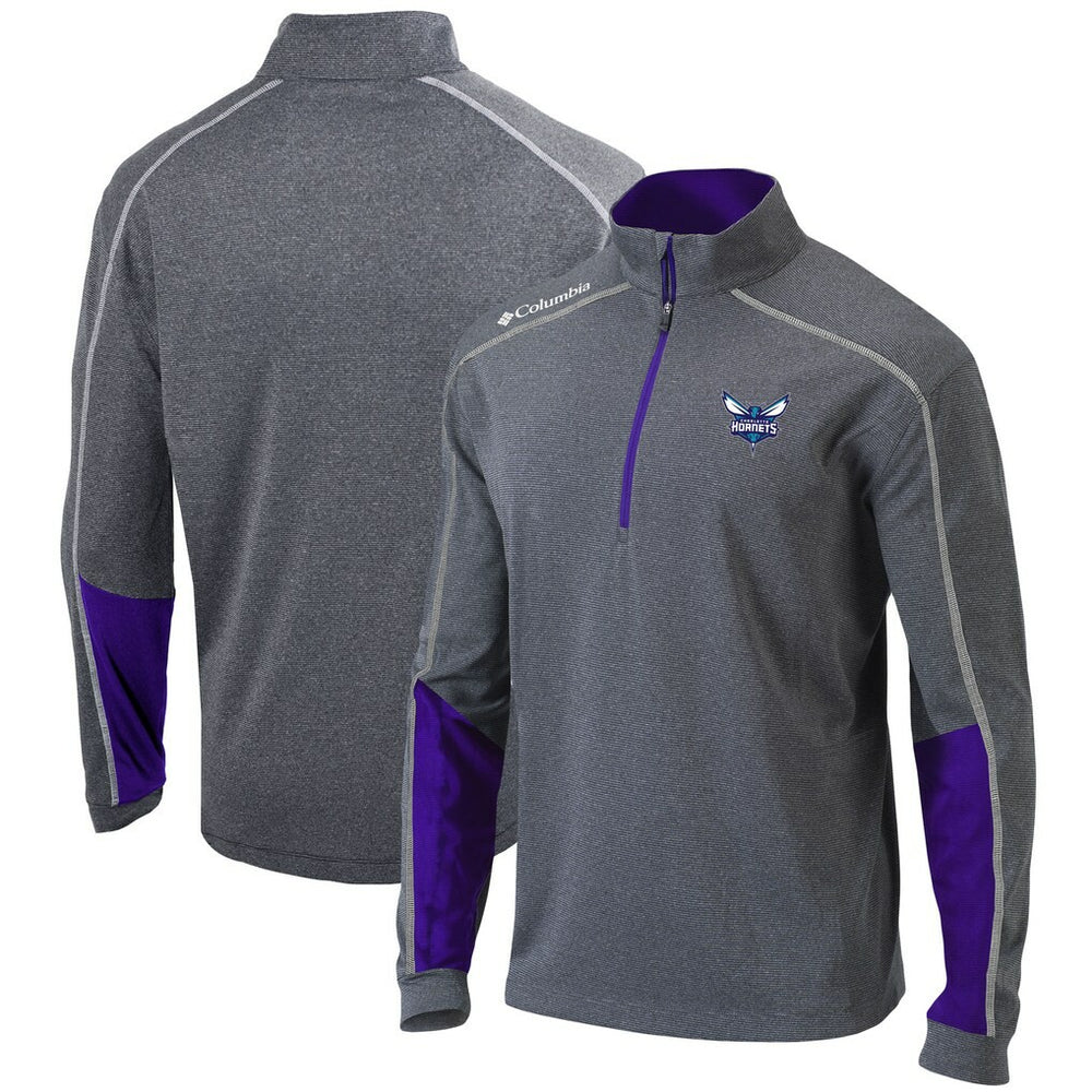 Charlotte Hornets Omni-Wick Shotgun 2.0 Quarter-Zip Pullover Top Heathered Gray/Purple