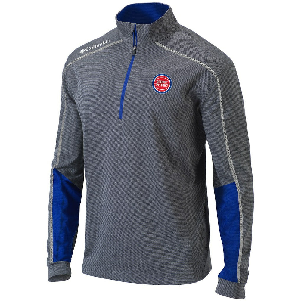 Detroit Pistons Omni-Wick Shotgun 2.0 Quarter-Zip Pullover Top Heathered Gray/Blue