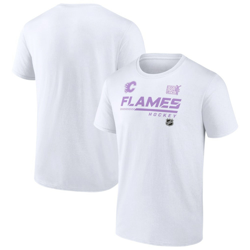 NHL Calgary Flames NHL Hockey Fights Cancer T-Shirt - White