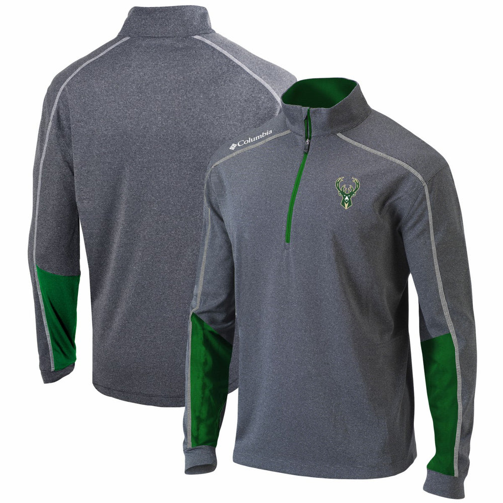 Milwaukee Bucks Omni-Wick Shotgun 2.0 Quarter-Zip Pullover Top Heathered Gray/Green