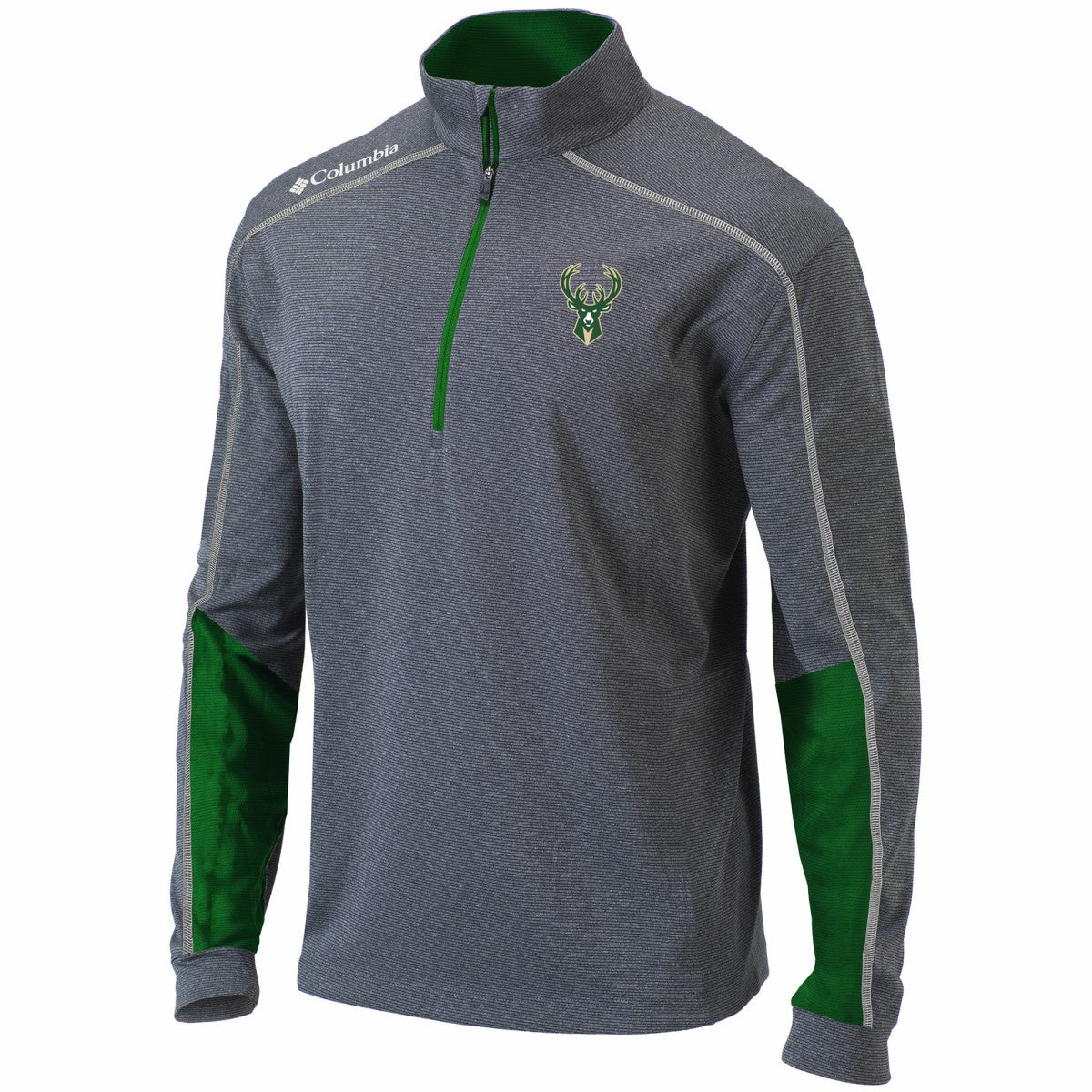 Milwaukee Bucks Omni-Wick Shotgun 2.0 Quarter-Zip Pullover Top Heathered Gray/Green