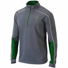 Milwaukee Bucks Omni-Wick Shotgun 2.0 Quarter-Zip Pullover Top Heathered Gray/Green