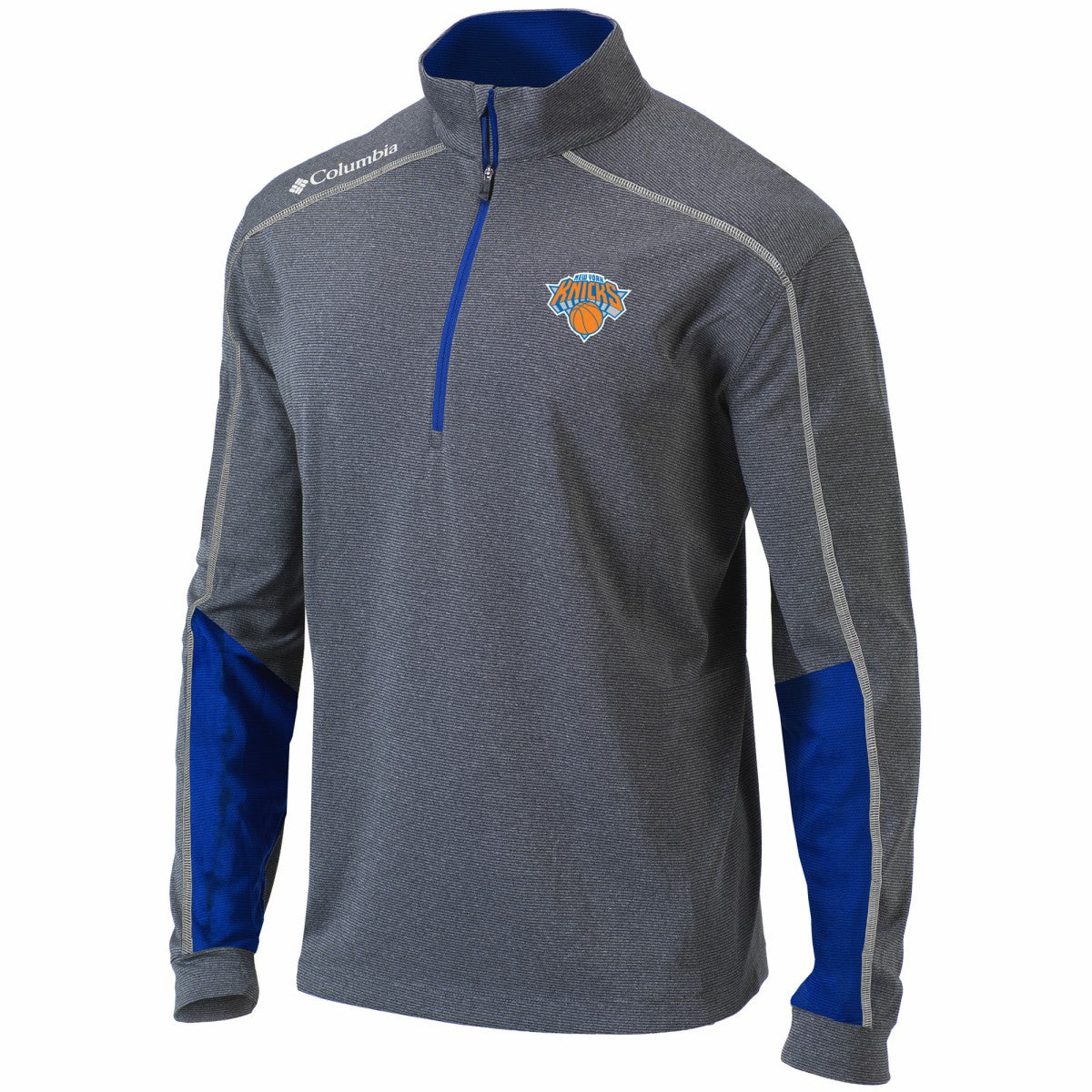 New York Knicks Omni-Wick Shotgun 2.0 Quarter-Zip Pullover Top Heathered Gray/Blue