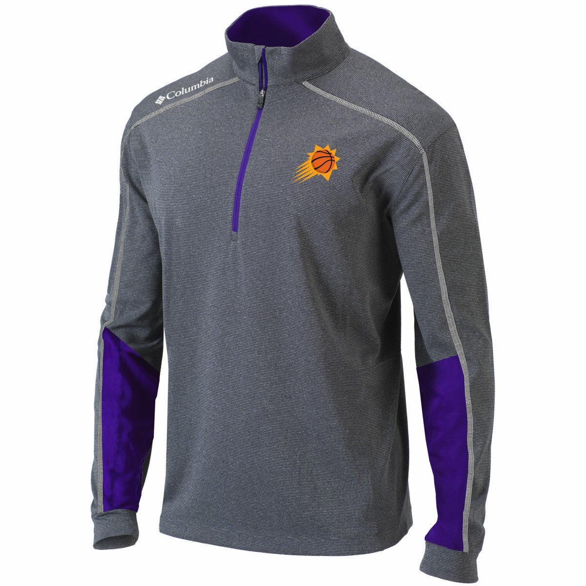 Phoenix Suns Omni-Wick Shotgun 2.0 Quarter-Zip Pullover Top Heathered Gray/Purple