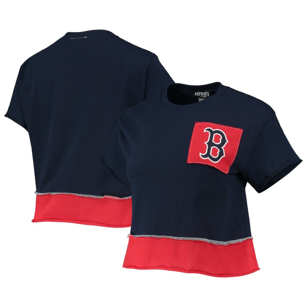 Boston Red Sox Refried Apparel Women's Cropped T-Shirt - Navy T-shirts