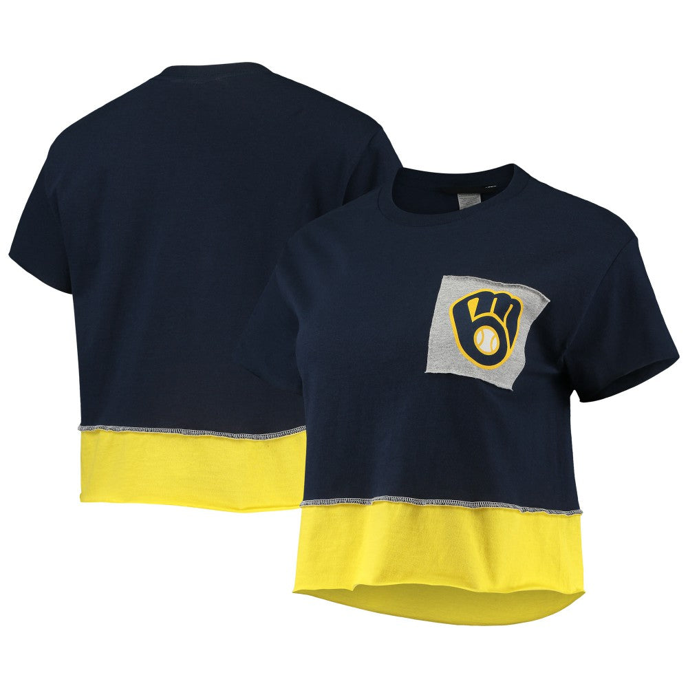 Milwaukee Brewers Refried Apparel Women's Cropped T-Shirt - Navy T-shirts