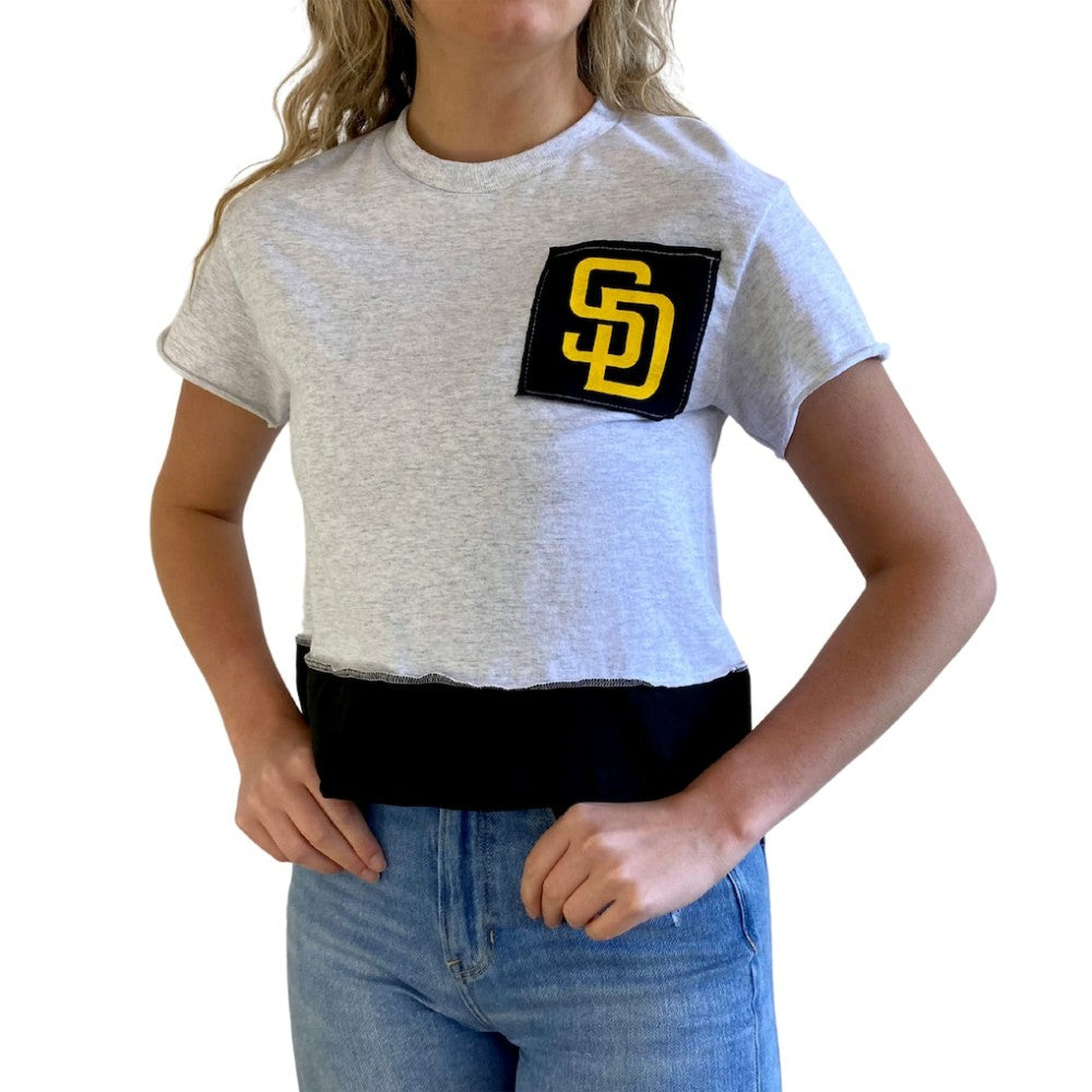 San Diego Padres Refried Apparel Women's Cropped T-Shirt - Gray T-shirts