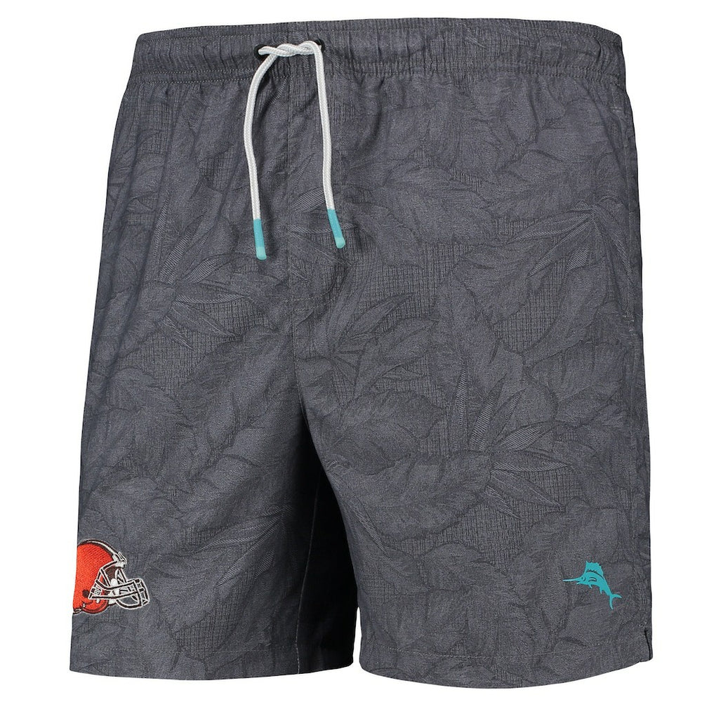Cleveland Browns Naples Layered Leaves Swim Trunks Black