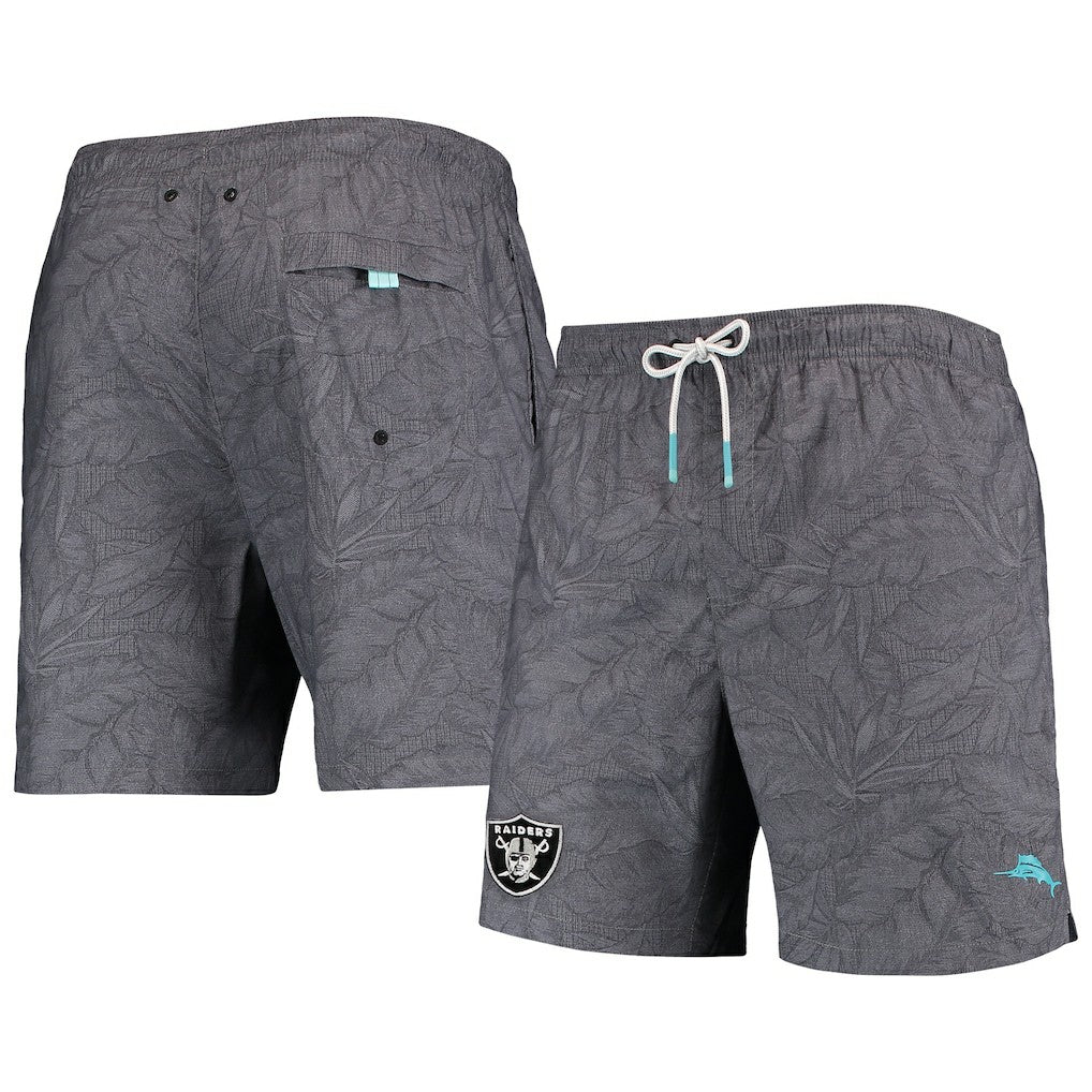 Las Vegas Raiders Naples Layered Leaves Swim Trunks Black