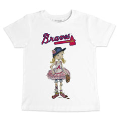 Atlanta Braves Tiny Turnip Youth Baseball Babes T-Shirt - White T-shirts