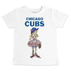 Chicago Cubs Tiny Turnip Youth Baseball Babes T-Shirt - White T-shirts
