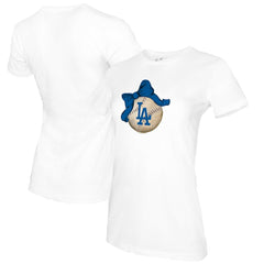 Los Angeles Dodgers Tiny Turnip Women's Baseball Bow T-Shirt - White T-shirts
