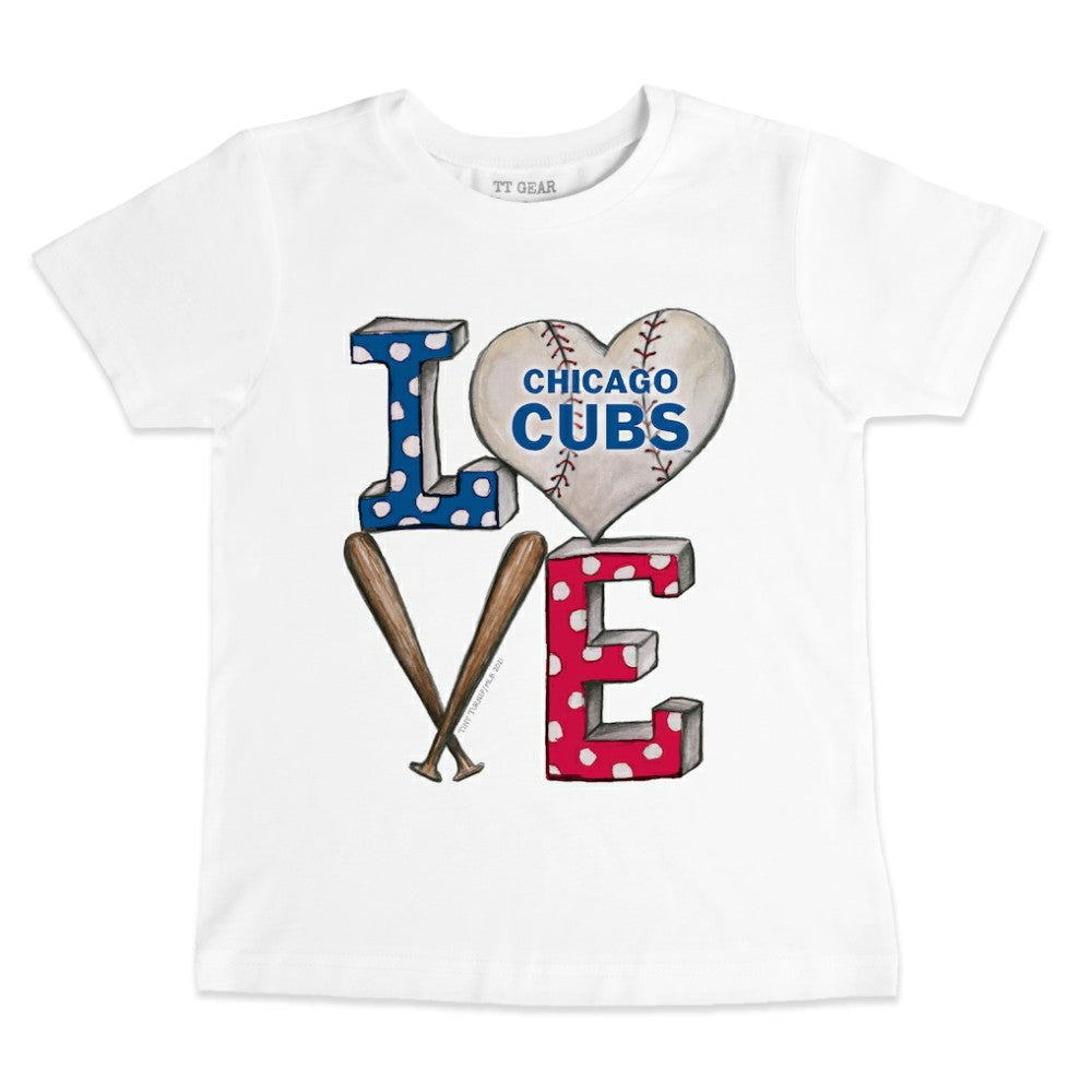Chicago Cubs Tiny Turnip Youth Baseball Love T-Shirt - White T-shirts