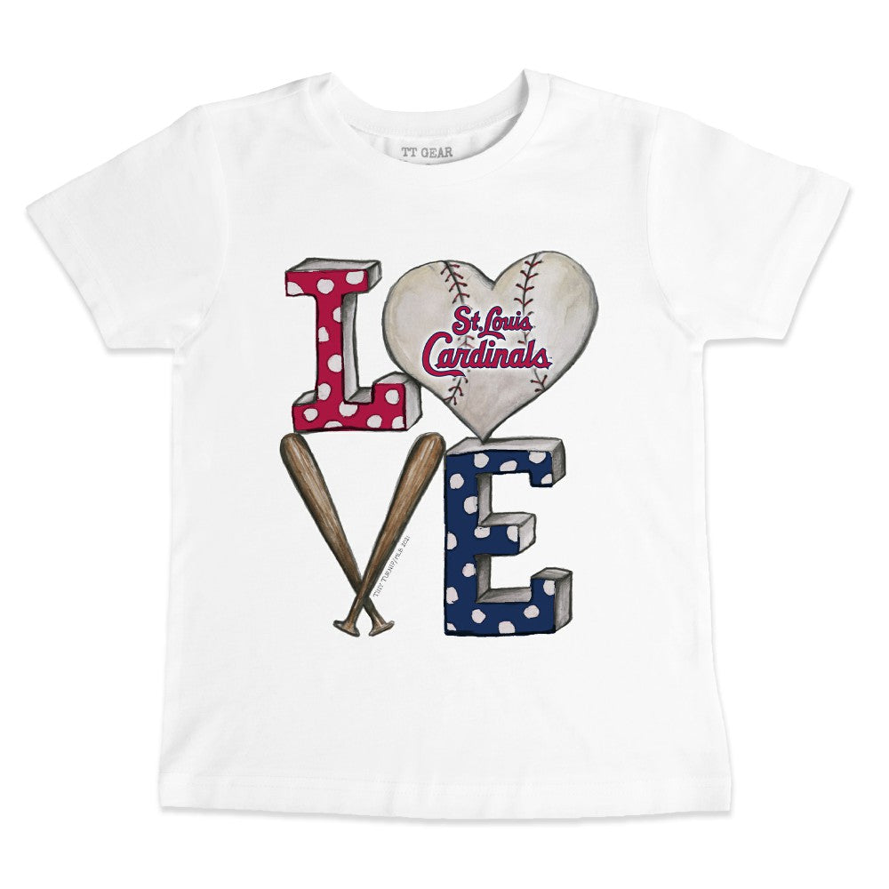 St. Louis Cardinals Tiny Turnip Youth Baseball Love T-Shirt - White T-shirts