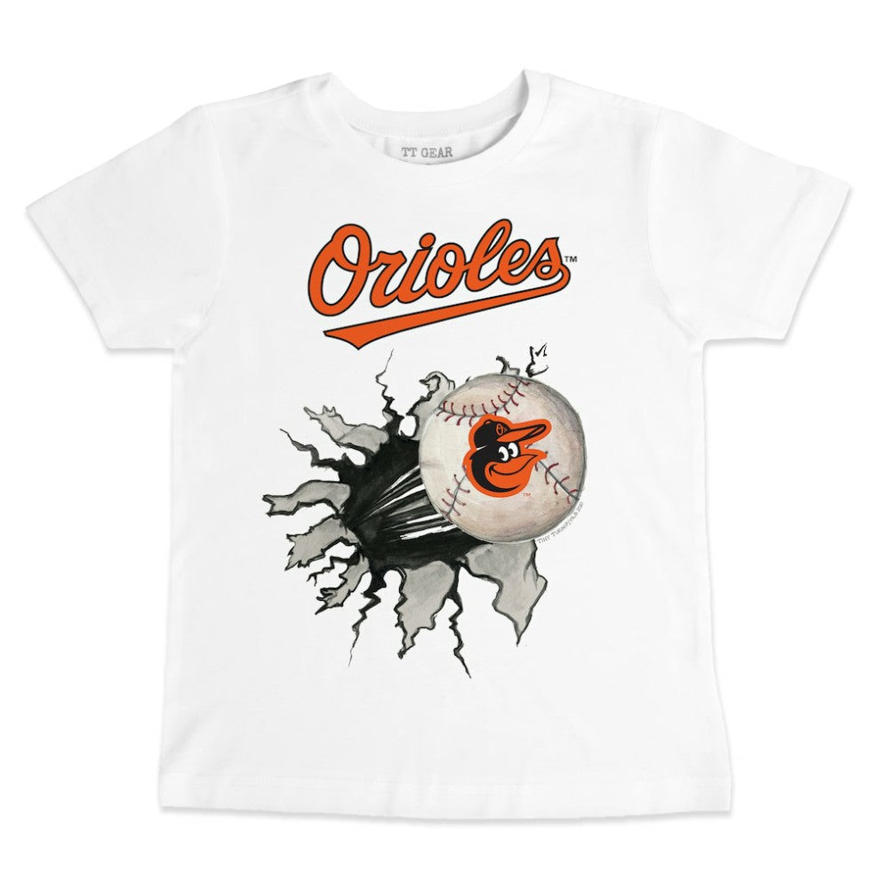 Baltimore Orioles Tiny Turnip Youth Baseball Tear T-Shirt - White T-shirts