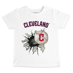 Cleveland Guardians Tiny Turnip Youth Baseball Tear T-Shirt - White T-shirts