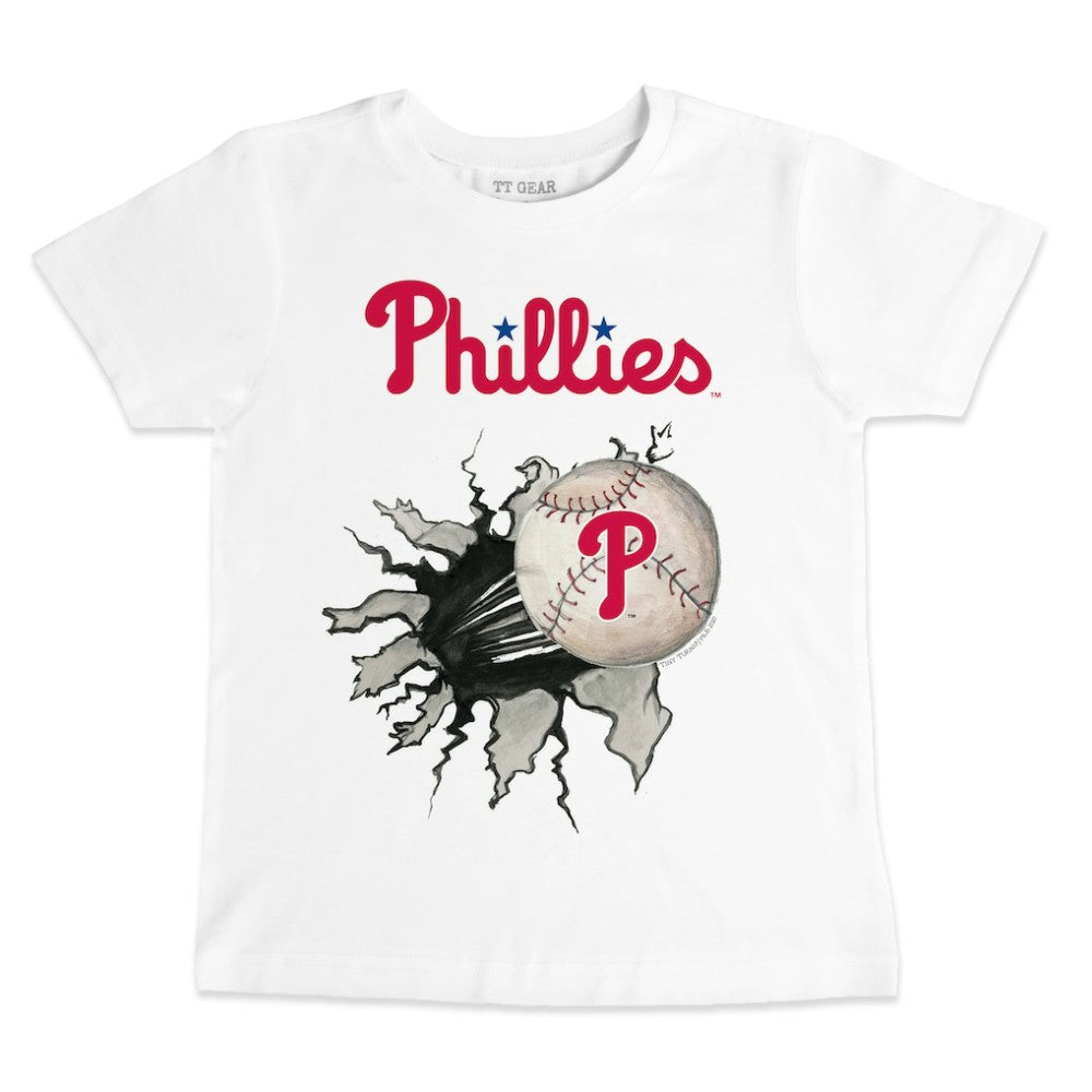 Philadelphia Phillies Tiny Turnip Youth Baseball Tear T-Shirt - White T-shirts