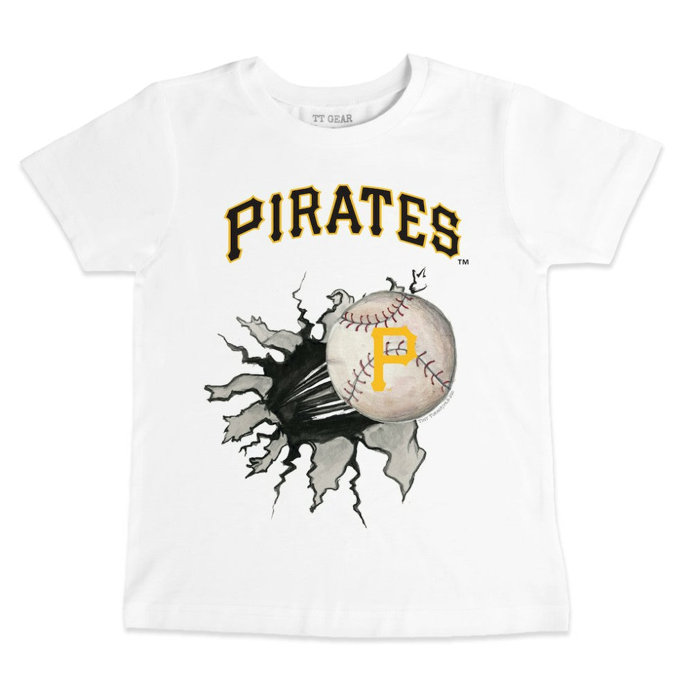 Pittsburgh Pirates Tiny Turnip Youth Baseball Tear T-Shirt - White T-shirts
