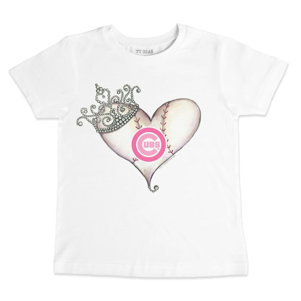 Chicago Cubs Tiny Turnip Youth Baseball Tiara Heart T-Shirt - White T-shirts