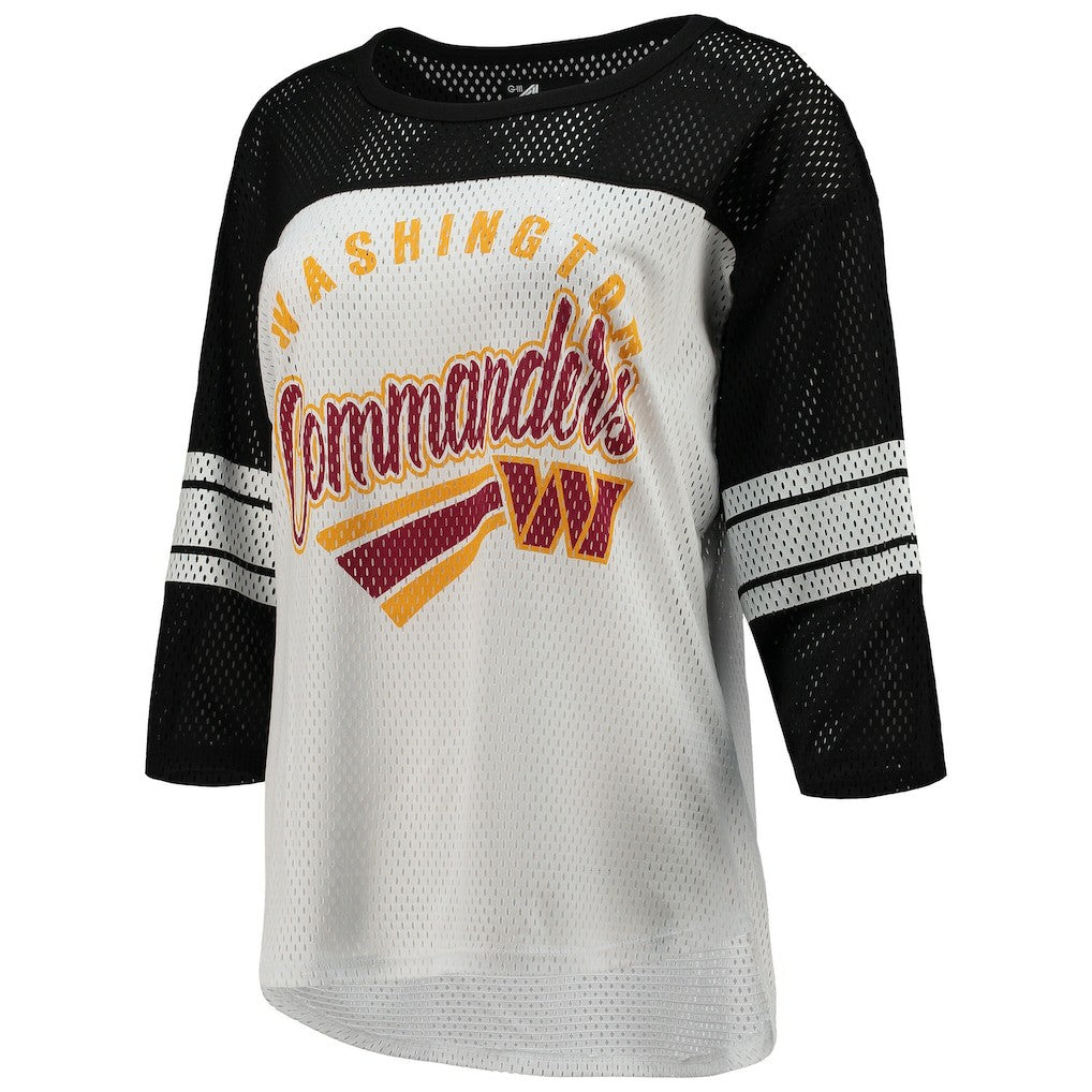Washington Commanders G-III 4Her by Carl Banks Women's First Team 3/4-Sleeve Mesh T-Shirt White/Black